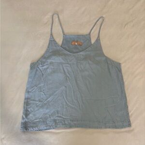 Free Heart Women’s Light Blue Tencel Spaghetti Strap Tank Top Size L Casual Cami